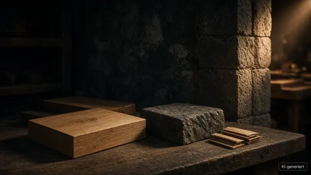 Demo-Vorschau Holz & Stein (fiktives Handwerks-Beispielprojekt, KI-Visual)